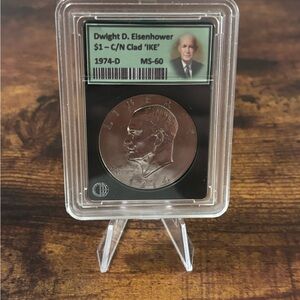 1974-D - EISENHOWER [C/N CLAD] DENVER MINT - IKE DOLLAR / (KEEPSAKE SLAB) MS/BU